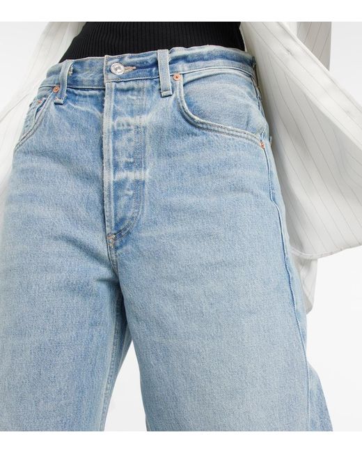 Citizens of Humanity Blue Ayla Mid-Rise Cropped Wide-Leg Jeans