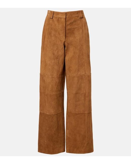 Tory Burch Brown Suede Wide-Leg Pants