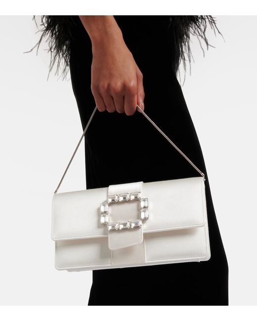Manolo Blahnik Natural Maycapjou Embellished Satin Clutch