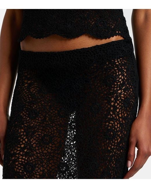 Nili Lotan Black Nika Crochet Cotton Maxi Skirt
