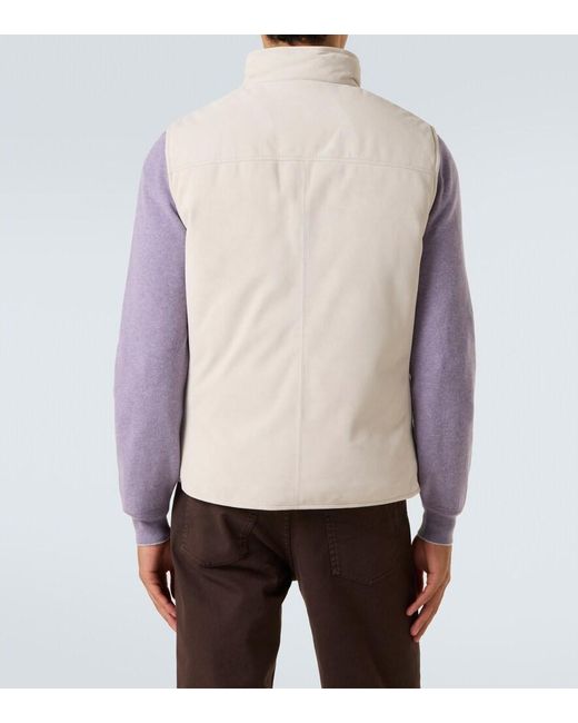 Brunello Cucinelli Natural Suede Down Vest for men