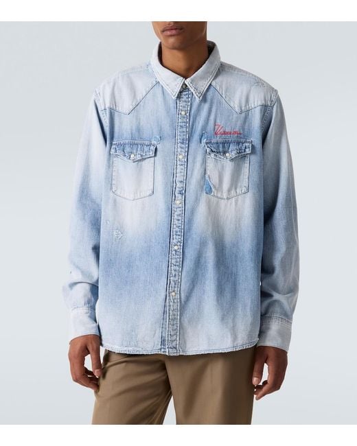 Visvim Blue Distressed Denim Shirt for men