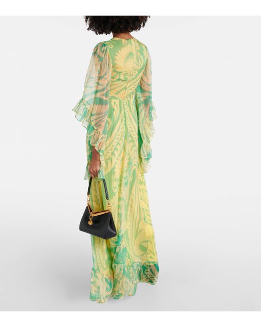 Robe longue imprimee en soie Etro en coloris Green