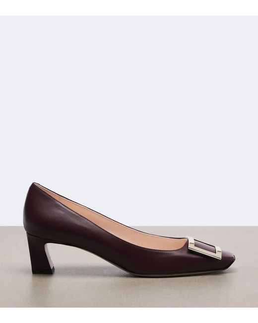 Roger Vivier Brown Trompette Embellished Leather Pumps