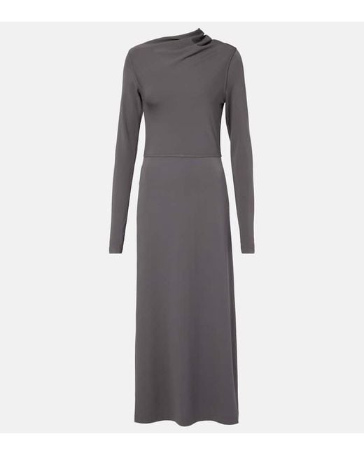 Vestido Midi De Jersey Drapeado Totême  de color Gray