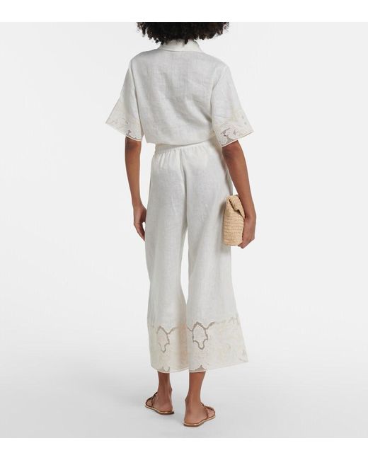 ALÉMAIS White Embroidered Linen Culottes