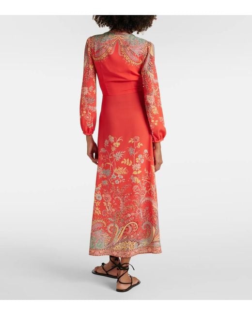 Etro Red Bedrucktes Midikleid