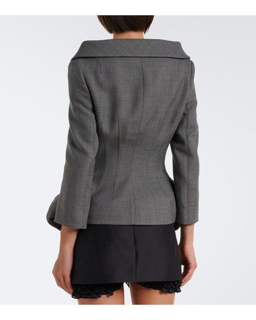 Magda Butrym Gray Peplum Virgin Wool Blazer
