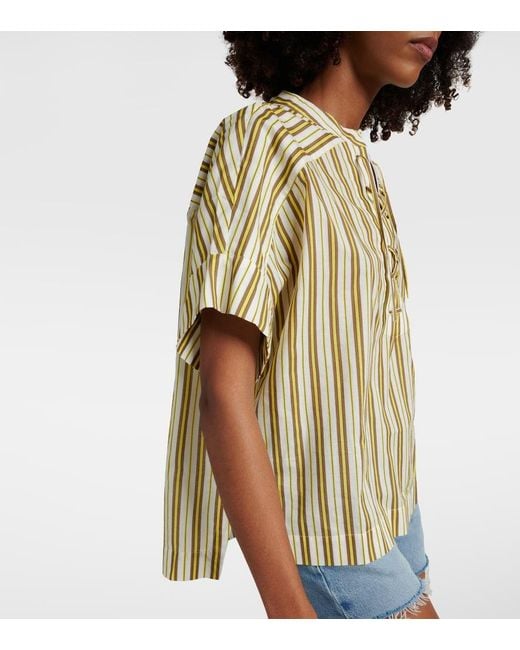 Yves Salomon Metallic Striped Cotton Top