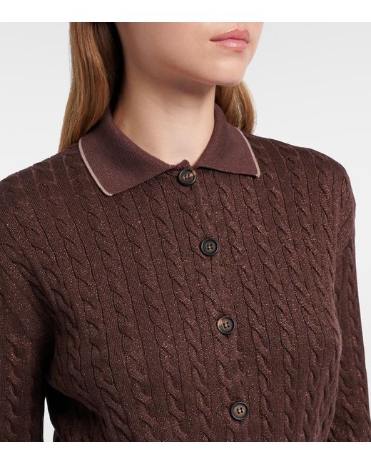Brunello Cucinelli Brown Cotton-Blend Cardigan