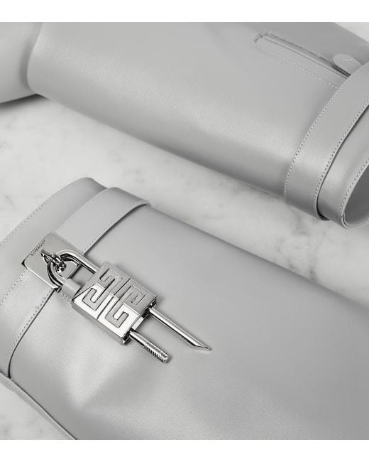 Givenchy Gray Shark Lock Leather Ankle Boots
