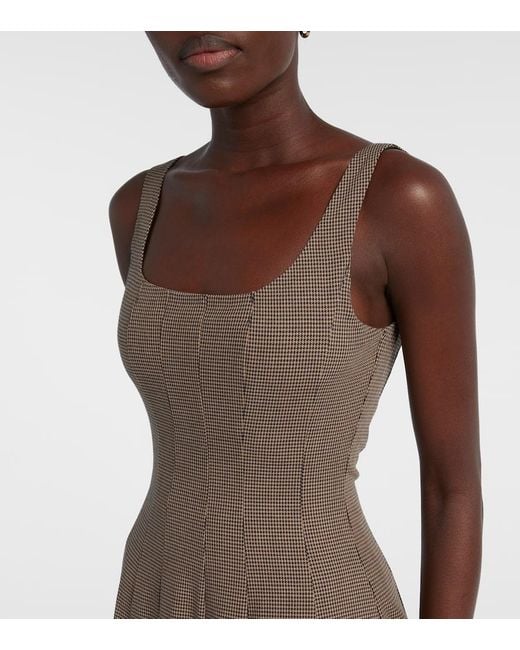 Staud Brown Wells Houndstooth Midi Dress