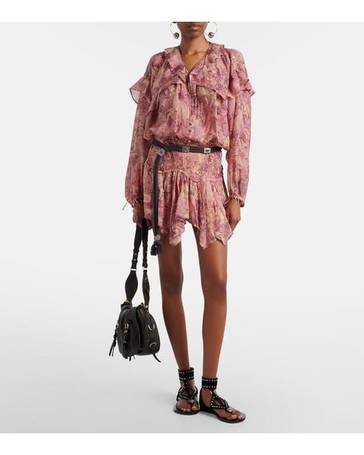 Isabel Marant Red Ceiva Silk Miniskirt