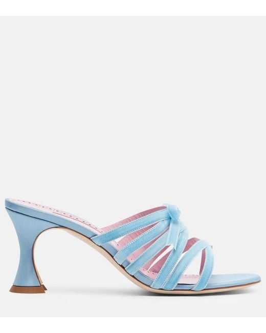 Manolo Blahnik Blue Clementel 70 Velvet Mules