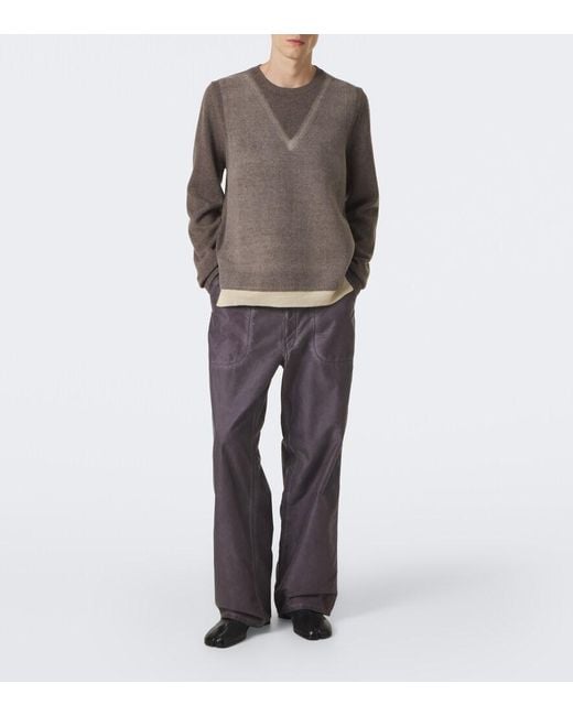 Maison Margiela Gray Printed Virgin Wool Sweater for men
