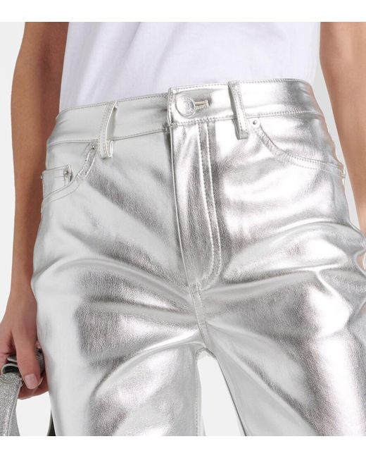Staud White Chisel Faux Leather Straight-Leg Pants