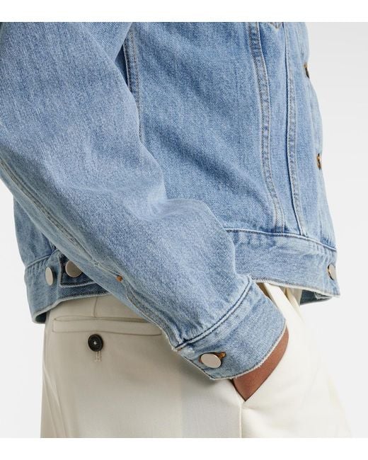 Rohe Blue Suede-Trimmed Denim Jacket