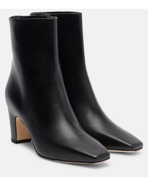 Manolo Blahnik Black Ofaralo Leather Ankle Boots