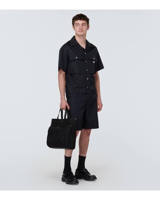Prada Black Re-Nylon Saffiano Leather And Nylon Tote Bag for men