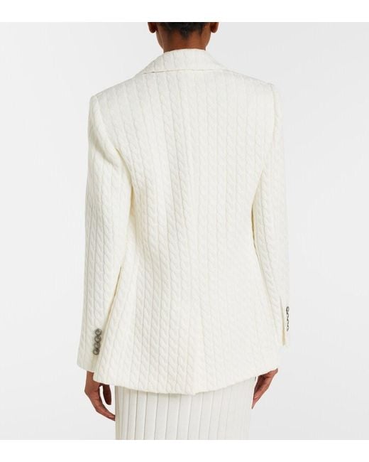 Brunello Cucinelli White Cable-Knit Cotton Blazer