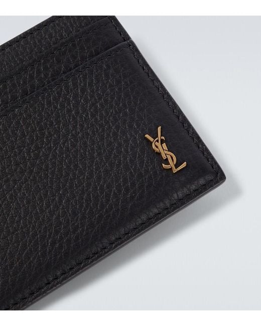 Saint Laurent Black Cassandre Leather Card Holder for men