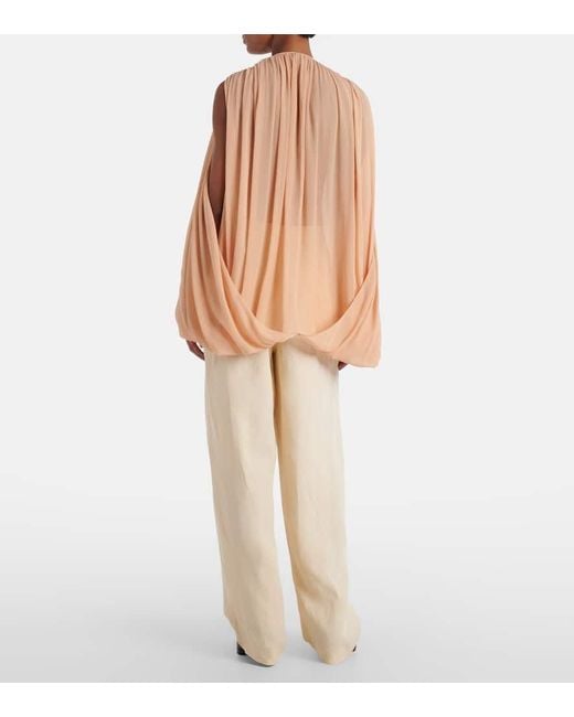 Stella McCartney Natural Draped Silk Chiffon Blouse