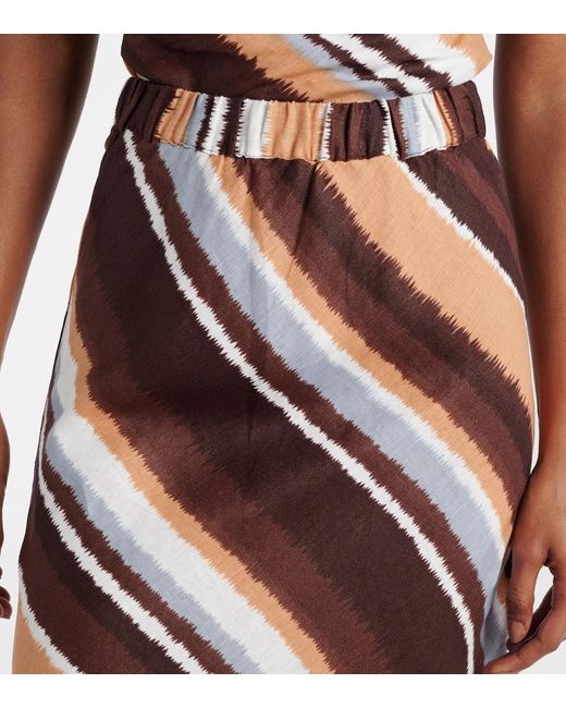Faithfull The Brand Brown Dalicenca Striped Linen Maxi Skirt