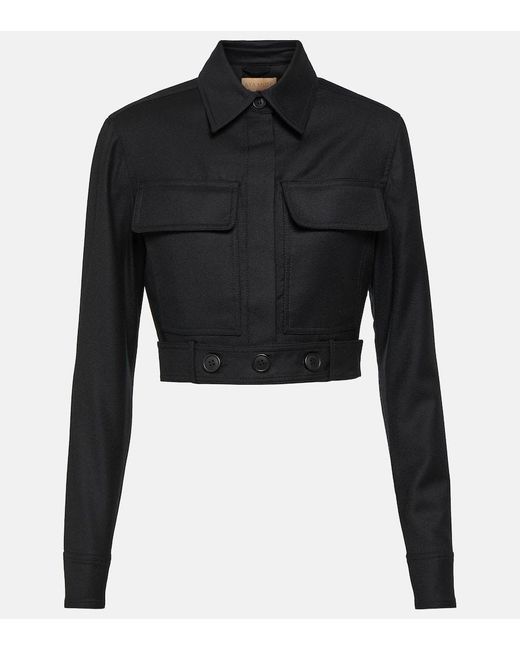 AYA MUSE Black Myca Cropped Wool Jacket