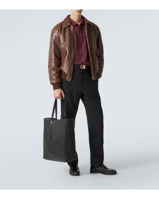 Saint Laurent Black Bold Leather Tote Bag for men