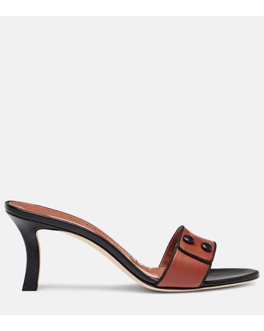 Manolo Blahnik Brown Muluka 70 Leather Mules