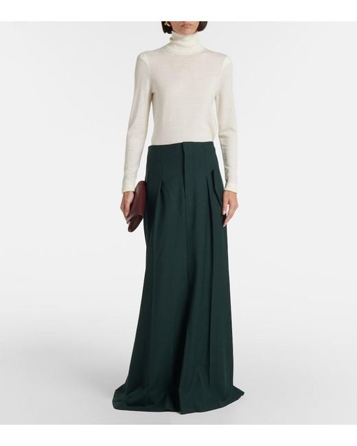 Victoria Beckham Green Asymmetric Maxi Skirt
