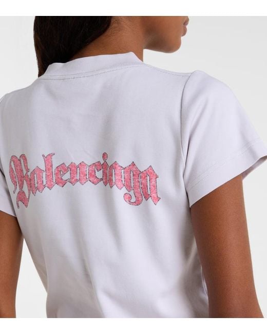 Camiseta De Jersey De Algodon Estampada Balenciaga de color White