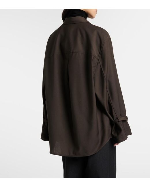 Totême Brown Oversized Wool Shirt
