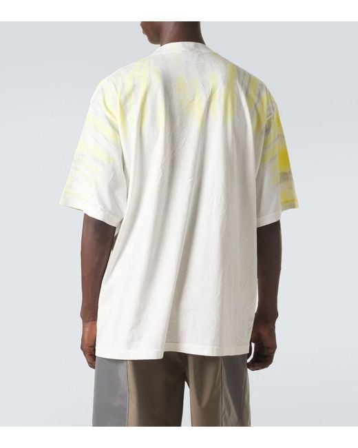 Balenciaga White Printed Tie-Dye Cotton Jersey T-Shirt for men