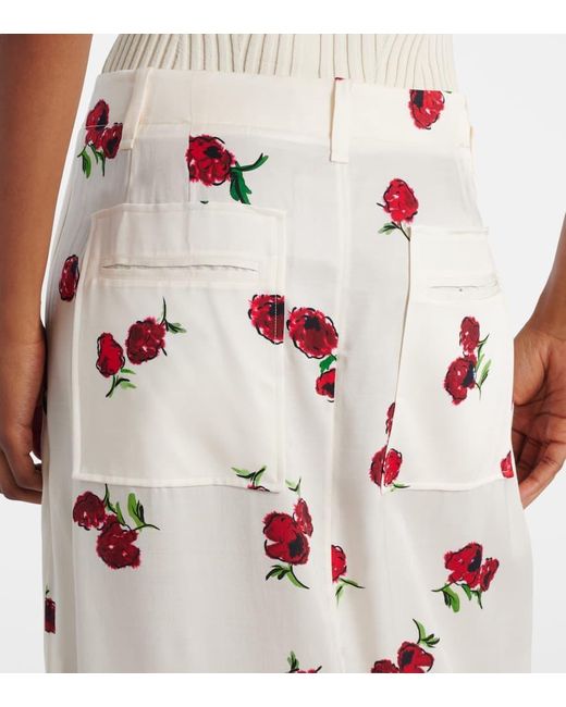 Khaite Pink Lucian Printed Twill Maxi Skirt