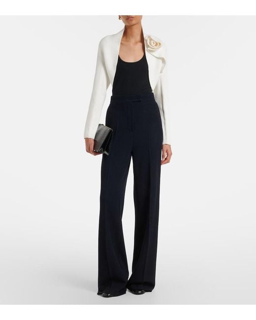 Max Mara White Knitted Floral-Applique Shrug