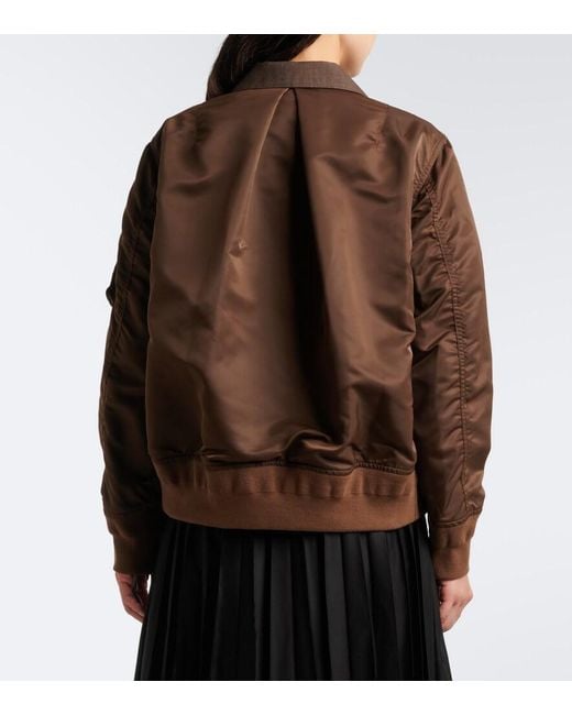 Sacai Brown Double-Breasted Wool And Technical Jacket