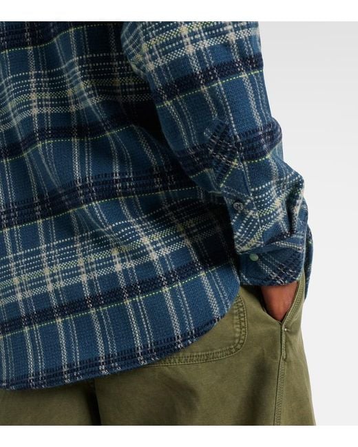 God's True Cashmere Blue Checked Cashmere Shirt