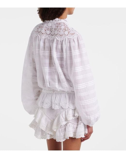 Isabel Marant White Polly Lace And Cotton Blouse