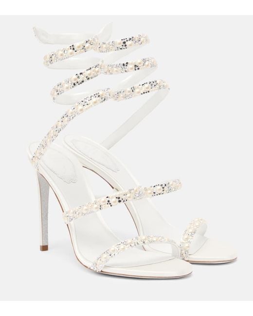Sandalias Cleo 105 De Saten Adornadas Rene Caovilla de color White