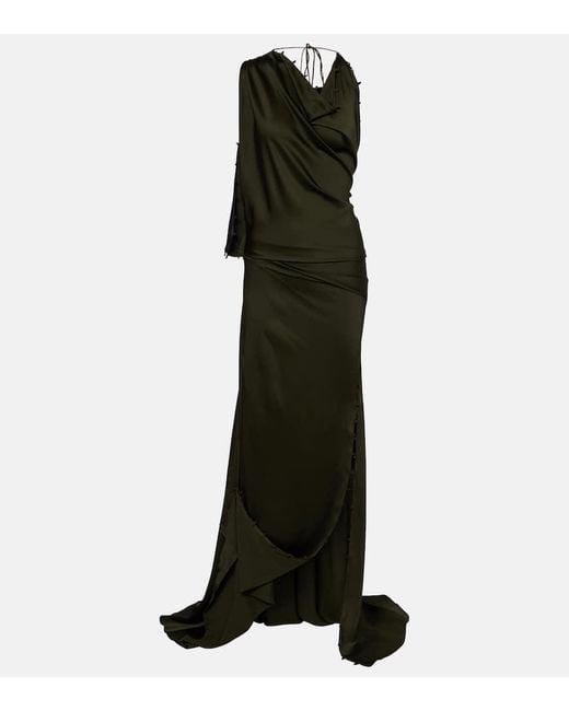 Victoria Beckham Black Draped Crepe Satin Gown