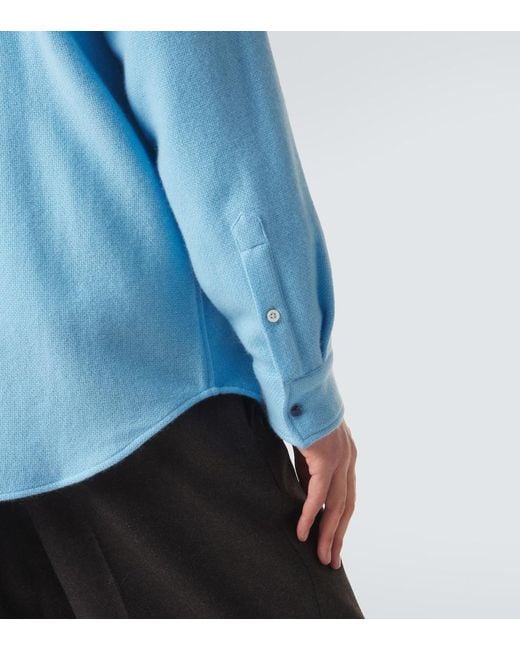 God's True Cashmere Blue Lagoon Cashmere Shirt With Lapis Lazuli for men