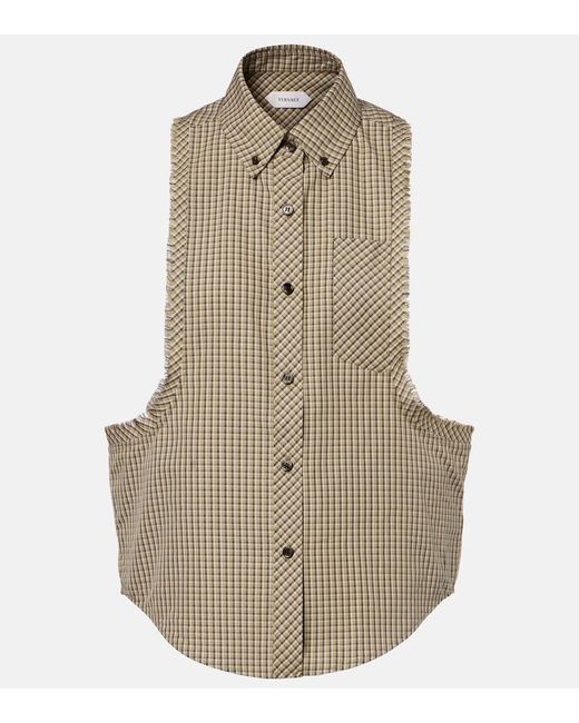Versace Natural Checked Cotton Shirt