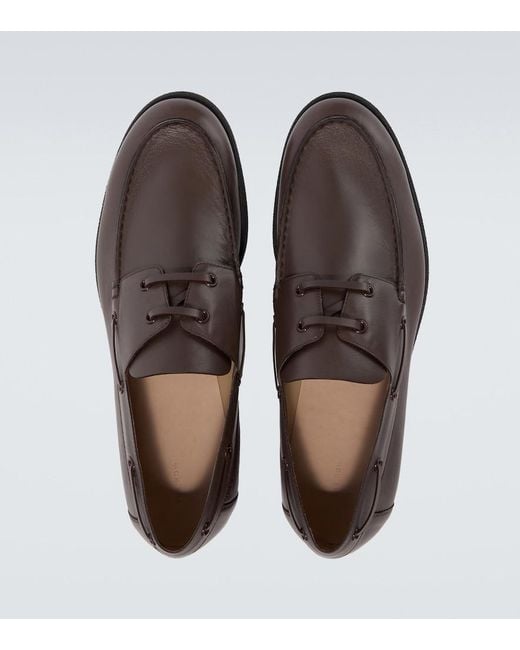 The Row Brown Novus Leather Boat Shoes for men