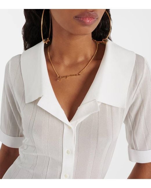 Jacquemus White Hemdblusenkleid La Mini Robe Manta Aus Jersey