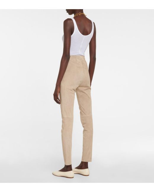 JOSEPH High-rise Suede leggings in 