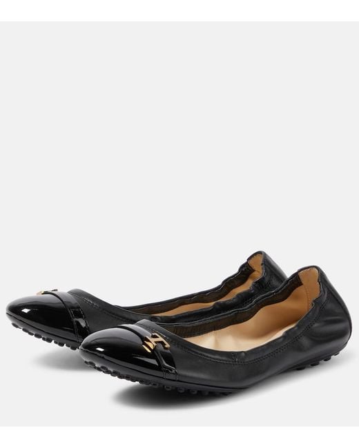 Tod's Black Bubble Leather Ballet Flats