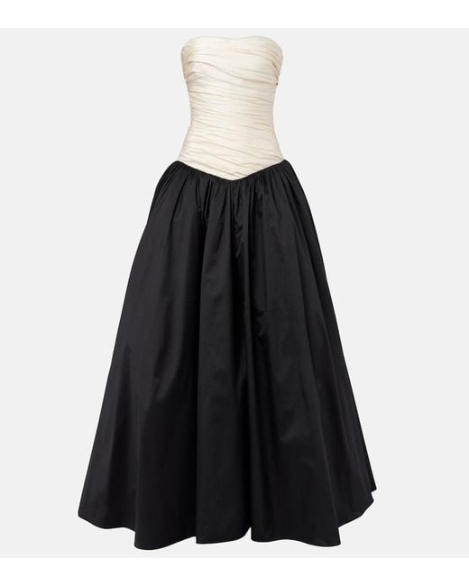 Marmar Halim Black Strapless Mikado And Taffeta Gown