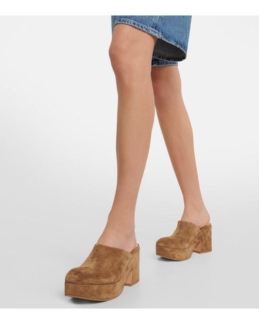 Gianvito Rossi Brown Lyss Suede Platform Mules