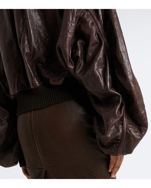 Rick Owens Brown Secchia Leather Bomber Jacket